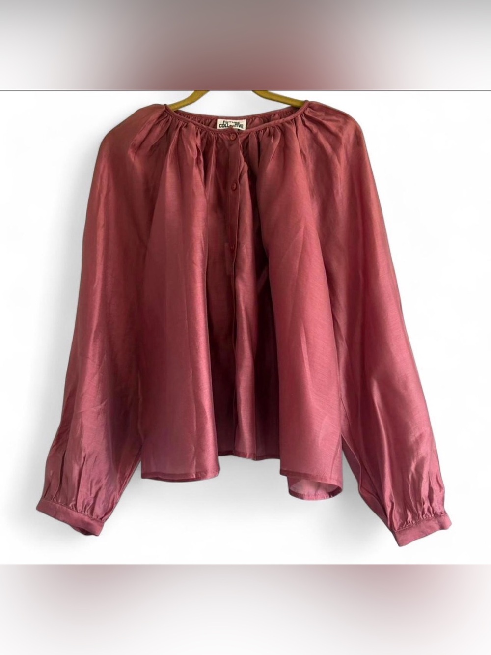 NWT M Coquette Romantic Sheer Balloon Top Pink Future Collective Jenee Naylor